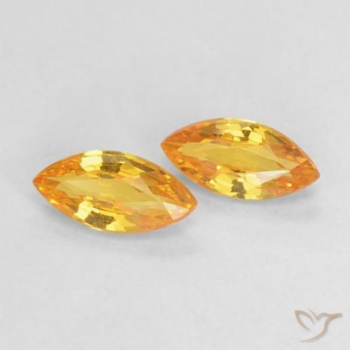 Gemme di Zaffiro Arancio-Oro naturale da 0.37 ct, Taglio marquise, VVS-VS