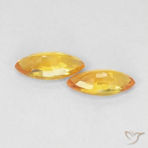 Gemme di Zaffiro Arancio-Oro naturale da 0.37 ct, Taglio marquise, VVS-VS
