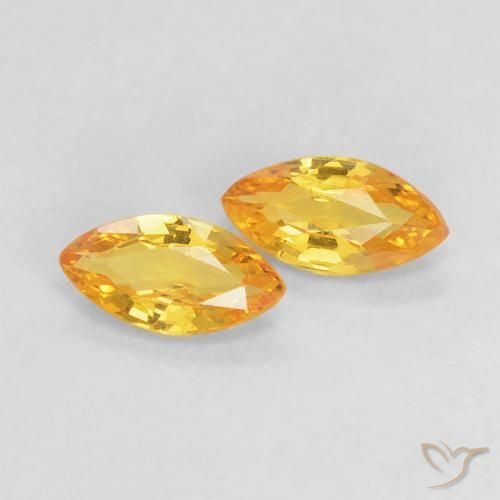Gemme di Zaffiro Dorato medio naturale da 0.37 ct, Taglio marquise, VVS-VS