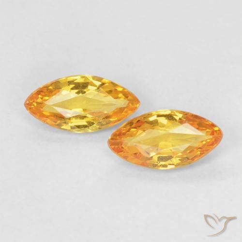 Gemme di Zaffiro Arancio-Oro naturale da 0.38 ct, Taglio marquise, VVS-VS
