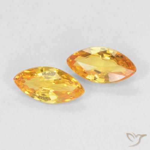 Gemme di Zaffiro Arancio-Oro naturale da 0.38 ct, Taglio marquise, VVS-VS
