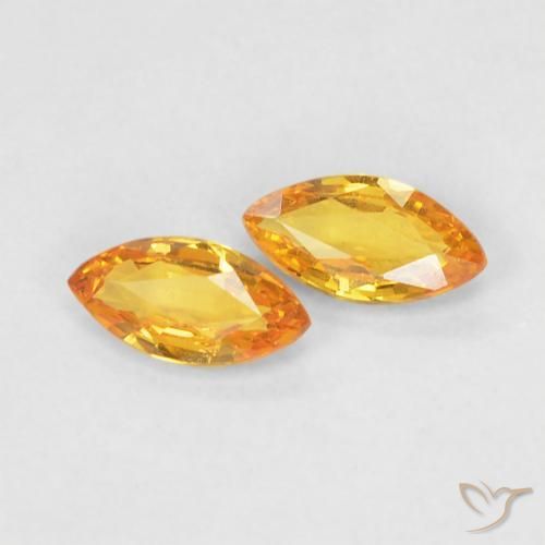 Gemme di Zaffiro Arancio-Oro naturale da 0.34 ct, Taglio marquise, VVS-VS