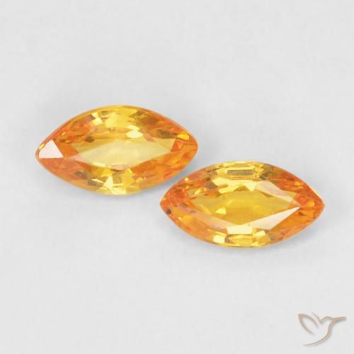 0.41ctw Naturale Arancio Medio Zaffiro, Taglio marquise, VVS-VS