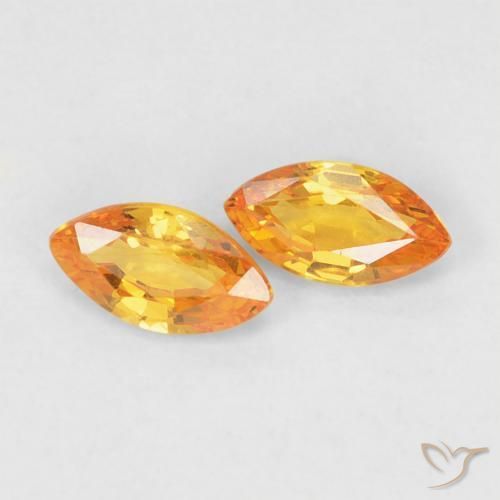 Gemme di Zaffiro Arancio Medio naturale da 0.41 ct, Taglio marquise, VVS-VS