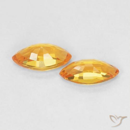 Gemme di Zaffiro Arancio Medio naturale da 0.41 ct, Taglio marquise, VVS-VS