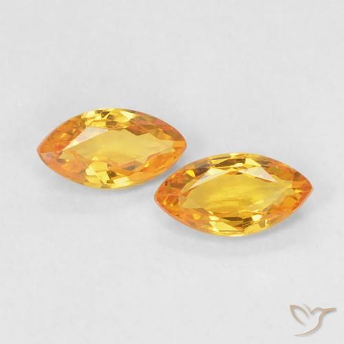 Gemme di Zaffiro Arancio dorato naturale da 0.39 ct, Taglio marquise, VS
