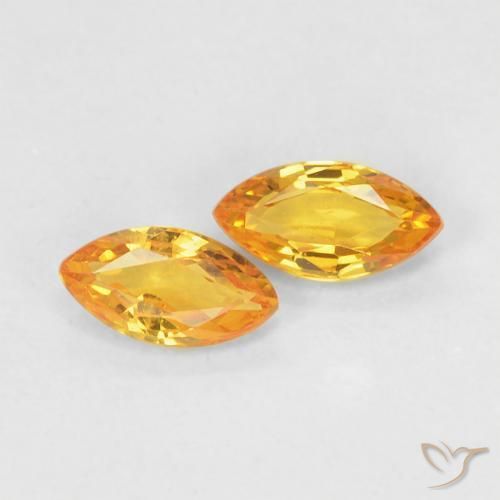 Gemme di Zaffiro Arancio dorato naturale da 0.39 ct, Taglio marquise, VS