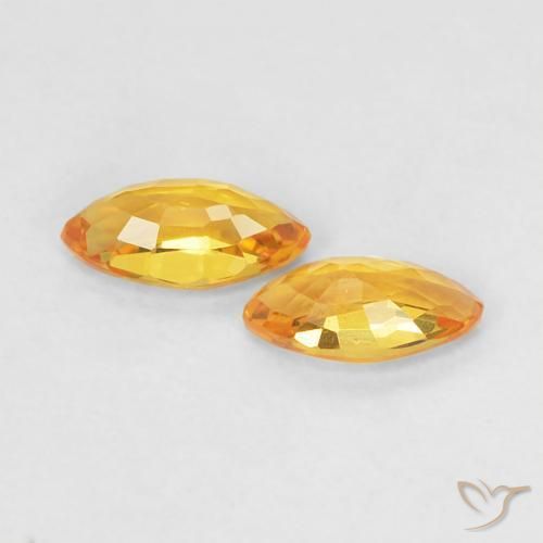 Gemme di Zaffiro Arancio dorato naturale da 0.39 ct, Taglio marquise, VS