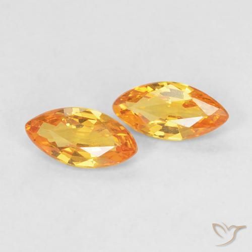 Gemme di Zaffiro Albicocca Arancia naturale da 0.36 ct, Taglio marquise, VVS-VS