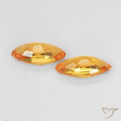 Gemme di Zaffiro Albicocca Arancia naturale da 0.36 ct, Taglio marquise, VVS-VS
