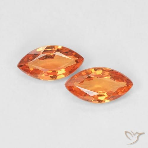 0.37ctw Naturale Arancione brillante Zaffiro, Taglio marquise, VVS-VS