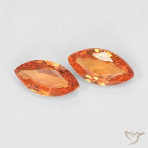 Gemme di Zaffiro Arancione brillante naturale da 0.37 ct, Taglio marquise, VVS-VS