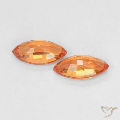 Gemme di Zaffiro Arancione brillante naturale da 0.37 ct, Taglio marquise, VVS-VS