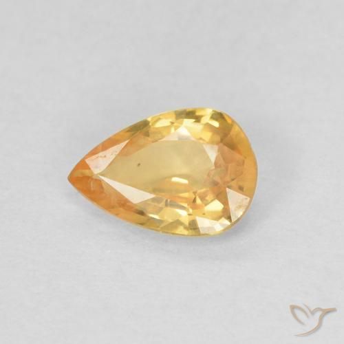 Zaffiro Arancio chiaro-Oro naturale da 0.39 ct, Forma a pera, VS