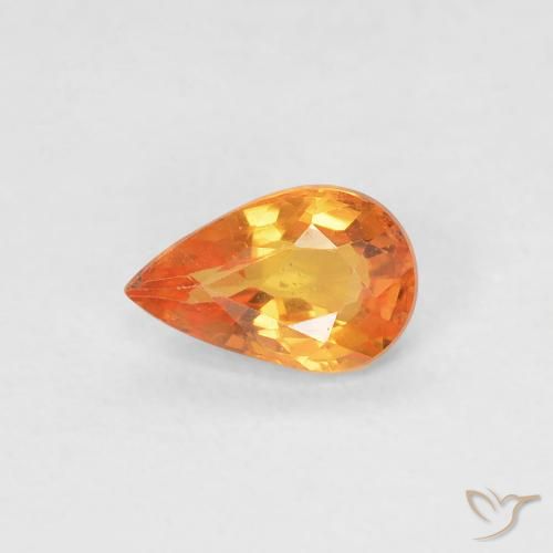 0.52ct Naturale Arancione brillante Zaffiro, Forma a pera, VVS-VS