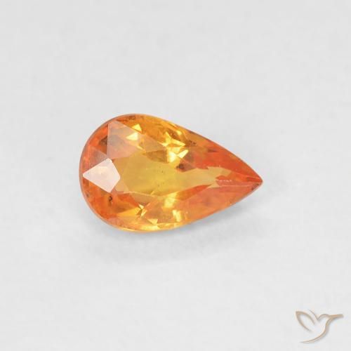 Zaffiro Arancione brillante naturale da 0.52 ct, Forma a pera, VVS-VS