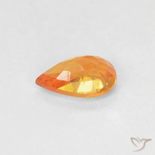 Zaffiro Arancione brillante naturale da 0.52 ct, Forma a pera, VVS-VS