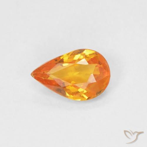 0.43ct Naturale Albicocca Arancia Zaffiro, Forma a pera, VVS-VS