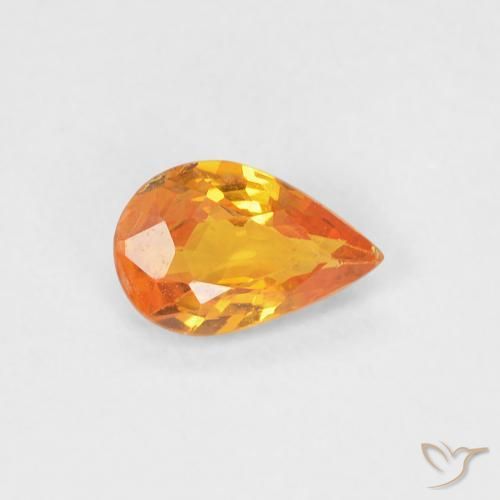 Zaffiro Albicocca Arancia naturale da 0.43 ct, Forma a pera, VVS-VS