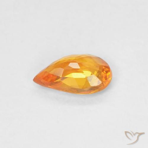 Zaffiro Albicocca Arancia naturale da 0.43 ct, Forma a pera, VVS-VS