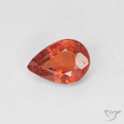0.44ct Naturale Arancia Fuoco Zaffiro, Forma a pera, VS