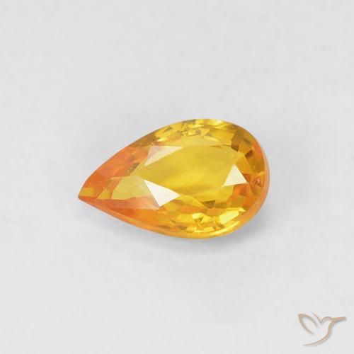 0.48ct Naturale Arancio Medio Zaffiro, Forma a pera, VVS-VS