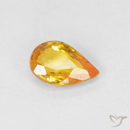 Zaffiro Arancio Medio naturale da 0.48 ct, Forma a pera, VVS-VS