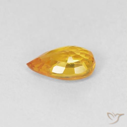 Zaffiro Arancio Medio naturale da 0.48 ct, Forma a pera, VVS-VS