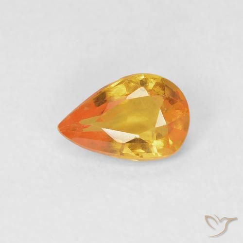 0.50ct Naturale Arancio Medio Zaffiro, Forma a pera, VVS-VS