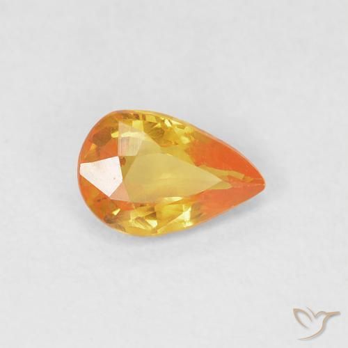 Zaffiro Arancio Medio naturale da 0.50 ct, Forma a pera, VVS-VS