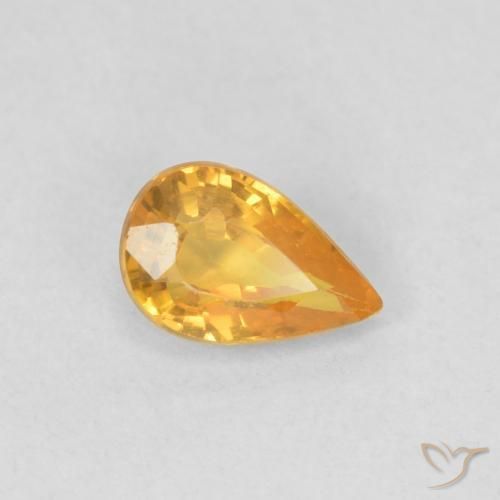 0.50ct Naturale Arancio Medio Zaffiro, Forma a pera, VVS