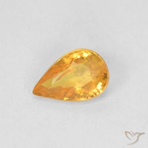 Zaffiro Arancio Medio naturale da 0.50 ct, Forma a pera, VVS