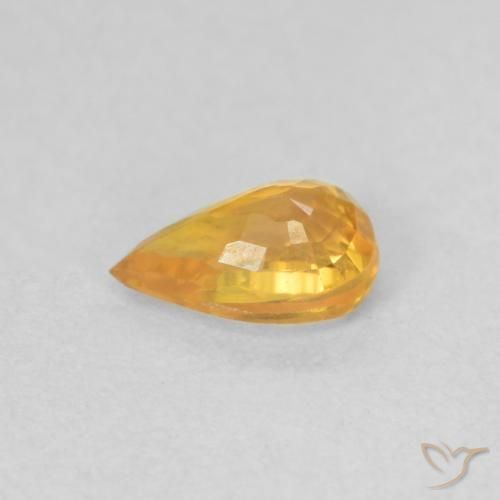Zaffiro Arancio Medio naturale da 0.50 ct, Forma a pera, VVS