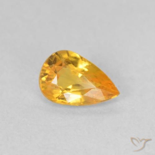 Zaffiro Dorato medio naturale da 0.41 ct, Forma a pera, VVS-VS
