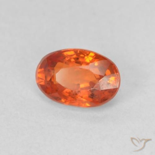 Zaffiro Arancione rossastra naturale da 0.70 ct, Ovale, VVS-VS