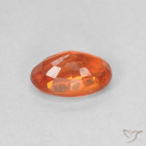 Zaffiro Arancione rossastra naturale da 0.70 ct, Ovale, VVS-VS