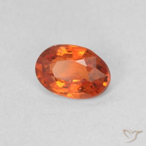 Zaffiro Arancione rossastra naturale da 0.54 ct, Ovale, VVS