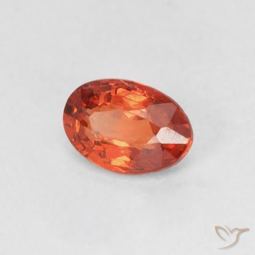 Zaffiro Arancione rossastra naturale da 0.63 ct, Ovale, VVS-VS