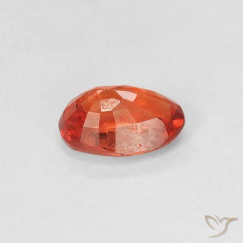 Zaffiro Arancione rossastra naturale da 0.63 ct, Ovale, VVS-VS