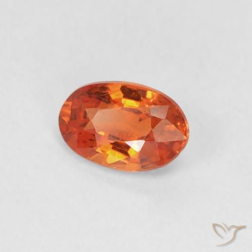 Zaffiro Arancio Medio naturale da 0.59 ct, Ovale, VVS-VS