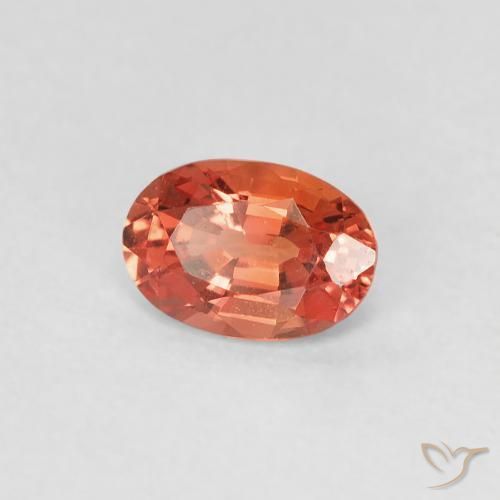Zaffiro Rosso arancione naturale da 0.54 ct, Taglio ovale, VVS-VS