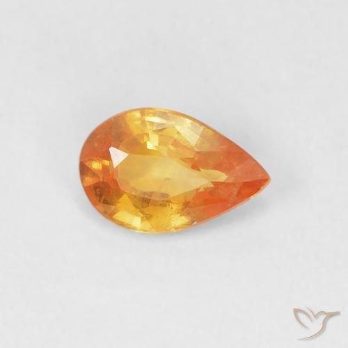 Zaffiro Arancione brillante naturale da 0.52 ct, Forma a pera, VVS-VS