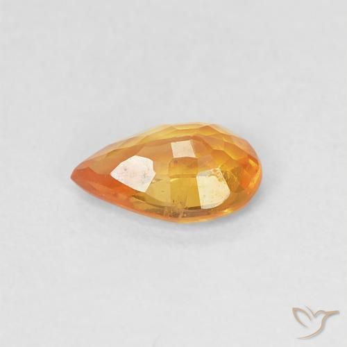 Zaffiro Arancione brillante naturale da 0.52 ct, Forma a pera, VVS-VS