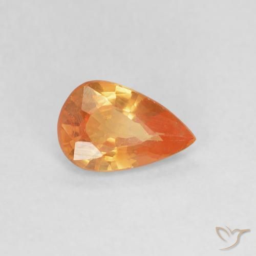 0.41ct Naturale Arancione brillante Zaffiro, Forma a pera, VVS-VS