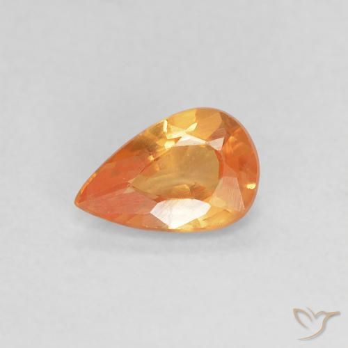 Zaffiro Arancione brillante naturale da 0.41 ct, Forma a pera, VVS-VS