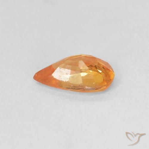 Zaffiro Arancione brillante naturale da 0.41 ct, Forma a pera, VVS-VS