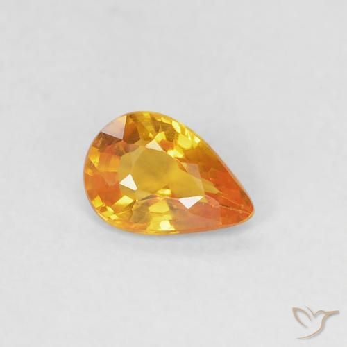 0.37ct Naturale Arancio Medio Zaffiro, Forma a pera, VVS-VS