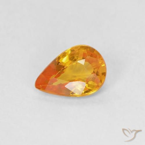 Zaffiro Arancio Medio naturale da 0.37 ct, Forma a pera, VVS-VS