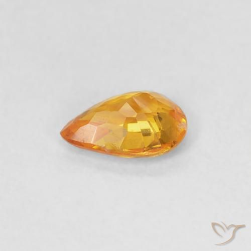 Zaffiro Arancio Medio naturale da 0.37 ct, Forma a pera, VVS-VS