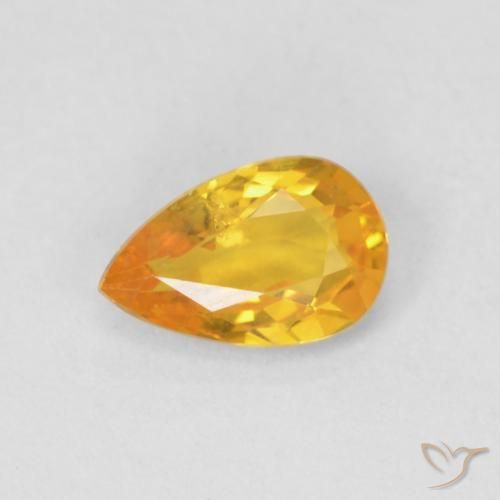 0.46ct Naturale Arancio Medio Zaffiro, Forma a pera, VS